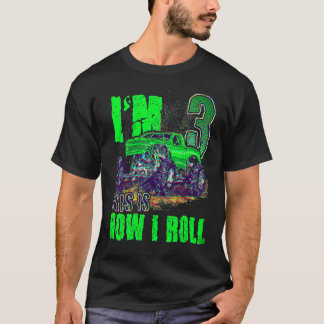 Camiseta Caminhão de aniversário de 3 anos Monstro para Men