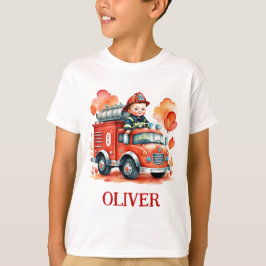 Camiseta Caminhão de Bombeiros e Bombeiro Fofo