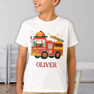 Camiseta Caminhão de Bombeiros e Bombeiro Personalizado Fof