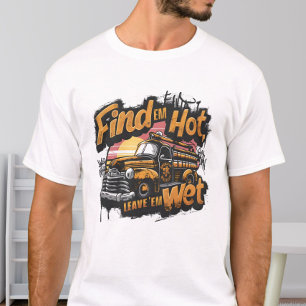 Camiseta Caminhão de Bombeiros Engraçado Vintage Pôr do Sol