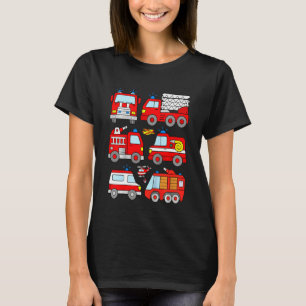 Camiseta Caminhão de Bombeiros Infantil Veículos de Combate