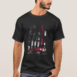 Camiseta Caminhão de Bombeiros Patriótico - Bandeira Americ