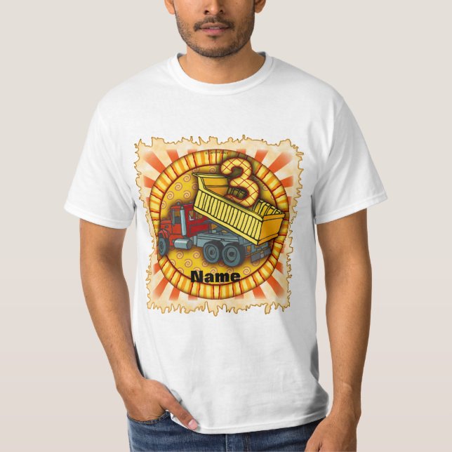 Camiseta Caminhão de Caçamba de 3º Aniversário (Frente)