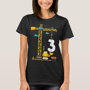 Camiseta Caminhão de Construção 3 Aniversário Dígito 3 Anos