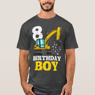 Camiseta Caminhão de Construção com 8 anos 8 anos Aniversár