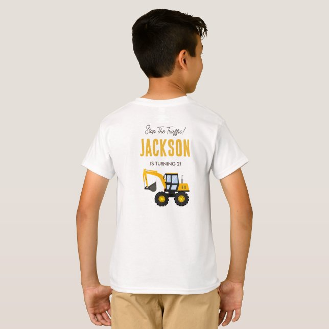 Camiseta Caminhão de Construção de Aniversário | Decoração  (Parte Traseira Completa)