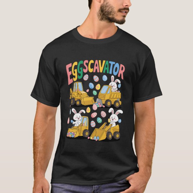 Camiseta Caminhão de Construção de Caça de Ovos de Páscoa d (Frente)