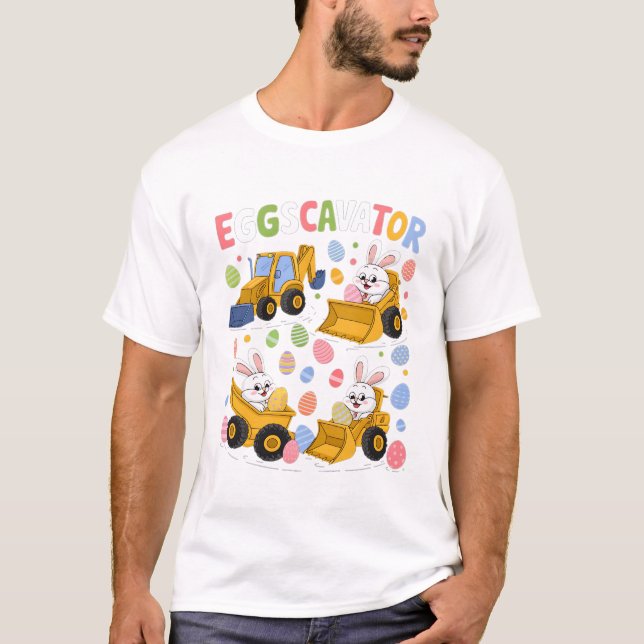 Camiseta Caminhão de Construção de Caça de Ovos de Páscoa d (Frente)
