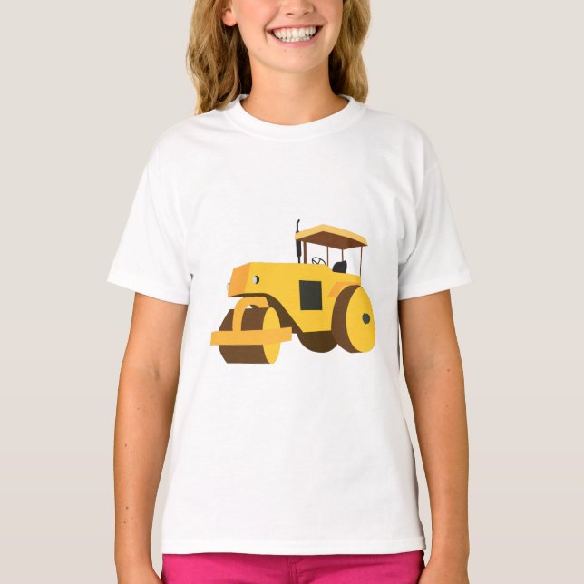 Camiseta Caminhão de Construção do Cilindro Rodoviário (Frente)