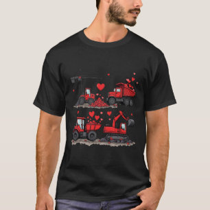 Camiseta Caminhão de Construção do Dia dos Namorados Coraçõ