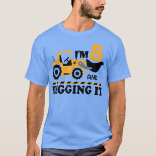 Camiseta Caminhão de Construção É Meu 8º Aniversário 8 Anos