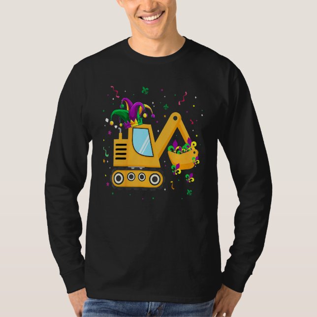 Camiseta Caminhão De Construção Mardi Gras Para Crianças To (Frente)