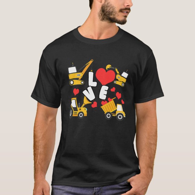 Camiseta Caminhão de Dia de os namorados de Construção C (Frente)