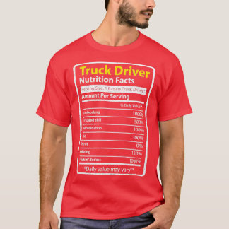 Camiseta Caminhão de Fatos de Nutrição do Motorista
