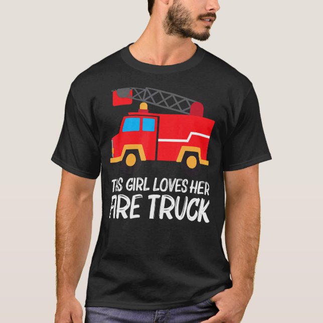 Camiseta Caminhão de Fogo legal para Meninas Bombeiros (Frente)