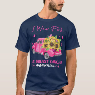 Camiseta Caminhão De Girassol Eu Visto Rosa Para O Cancer D