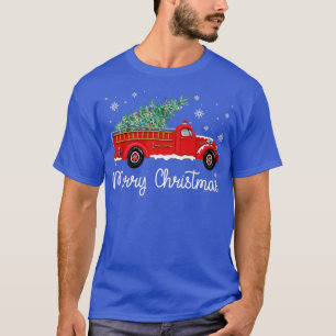 Camiseta Caminhão de Incêndio Vintage com Feliz Árvore de N