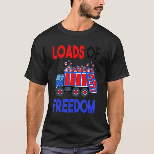 Camiseta Caminhão De Lixo Americano Patriótico Usa 4 De Jul (Frente)