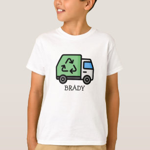 Camiseta Caminhão de Lixo/Reciclar Gráfico com Nome para Cr