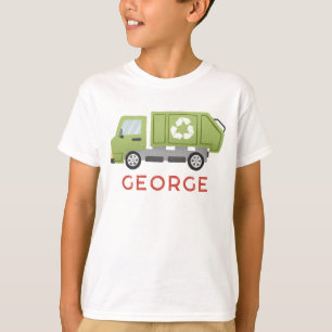 Camiseta Caminhão de lixo verde legal para meninos Transpor