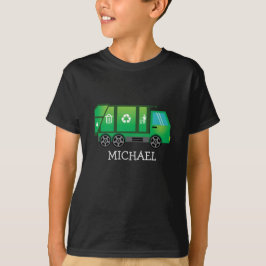 Camiseta Caminhão de Lixo Verde/Reciclar com Nome de Crianç