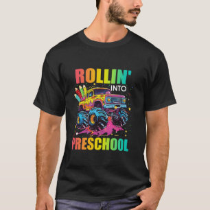 Camiseta Caminhão de Monstro da Pré-escola Primeiro Dia de