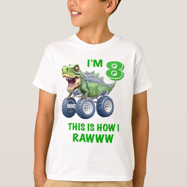 Camiseta Caminhão de monstro de dinossauros Engraçado T rex (Frente)