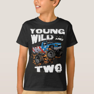 Camiseta Caminhão de Monstro Jovem, Selvagem e Dois segundo