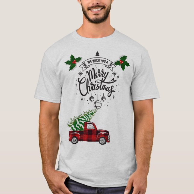 Camiseta Caminhão de xadrez Feliz de Natal (Frente)