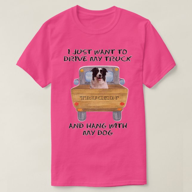 Camiseta Caminhão Dirigindo Borda do Cão Collie (Frente do Design)