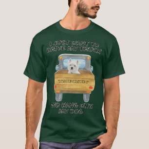 Camiseta Caminhão Dirigindo Cão Oeste, Highland White Terri