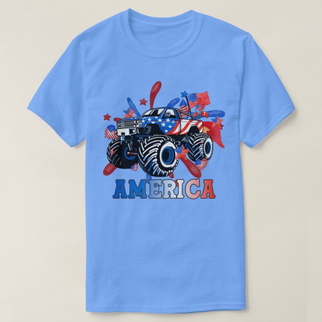 Camiseta Caminhão do Monstro Americano 4 de julho (Frente do Design)
