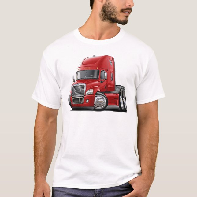 Camiseta Caminhão do vermelho de Freightliner Cascadia (Frente)