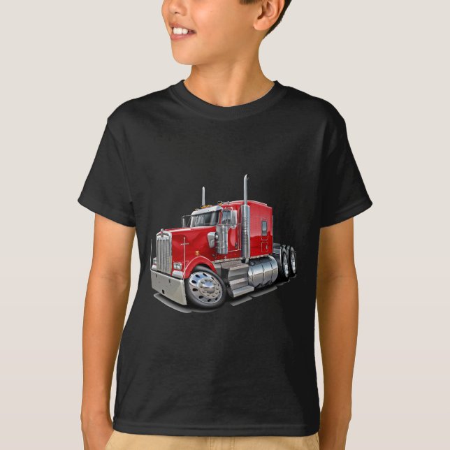Camiseta Caminhão do vermelho de Kenworth w900 (Frente)