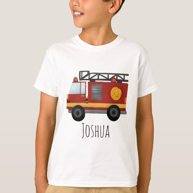 Camiseta Caminhão e nome do motor de incêndio de bombeiro (Frente)