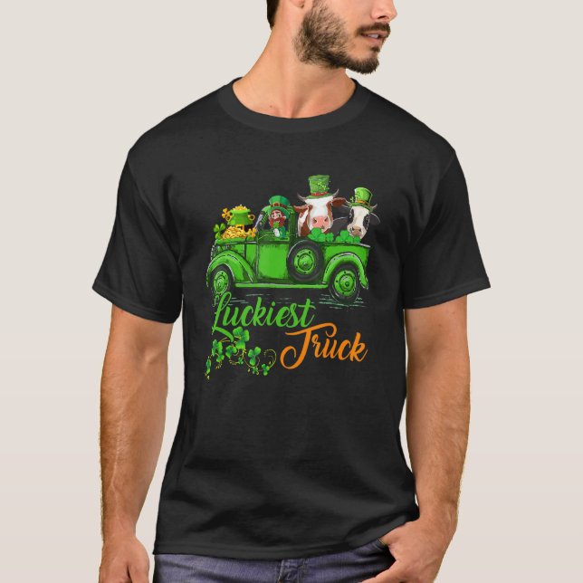 Camiseta Caminhão Mais Sortudo St Patrick S Dia Leprechaun  (Frente)