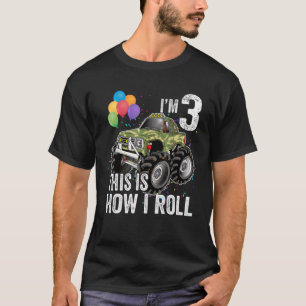 Camiseta Caminhão Monstro aniversário de 3 anos de 3 Anos