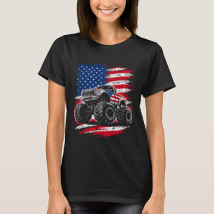 Camiseta Caminhão Monstro Bandeira Dos EUA Americana Para M