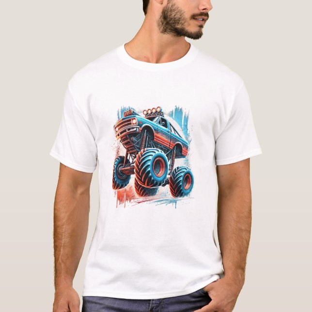 Camiseta Caminhão Monstro Colorido Antigo (Frente)