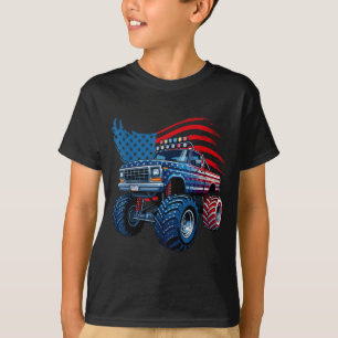 Camiseta Caminhão Monstro da Bandeira Americana de 4 de Jul