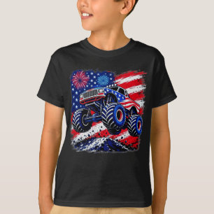 Camiseta Caminhão Monstro da Bandeira dos EUA para Meninos