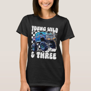 Camiseta Caminhão Monstro de 3º Aniversário Jovem Selvagem