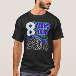 Camiseta Caminhão Monstro De 8 Anos De Aniversário Para Men