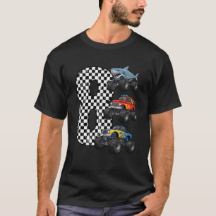 Camiseta Caminhão Monstro de Aniversário Meninos de 8 Anos