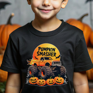 Camiseta Caminhão Monstro Destruidor de Abóbora Halloween I