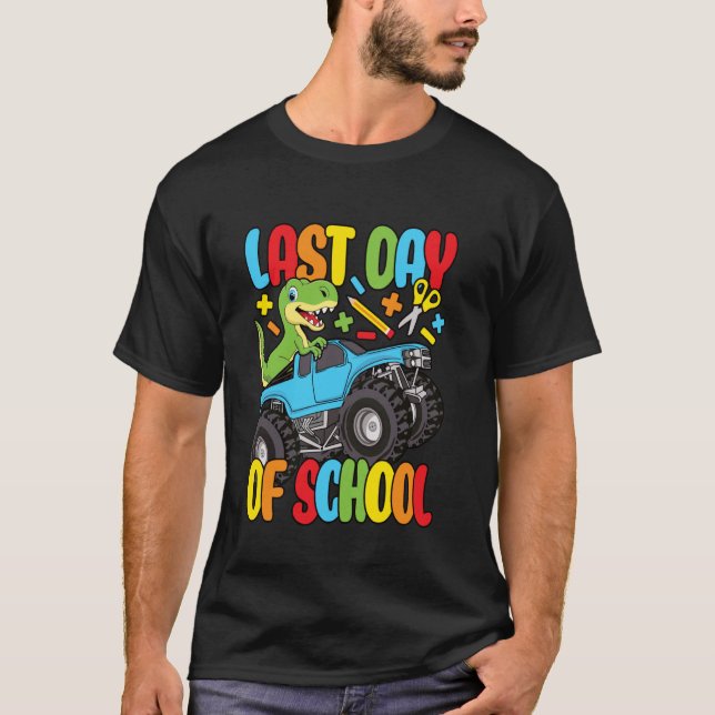 Camiseta Caminhão Monstro Dinossauro Engraçado Último Dia D (Frente)