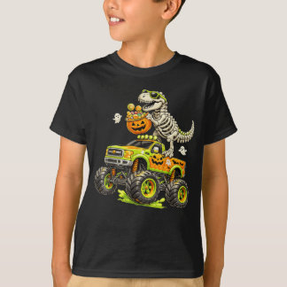 Camiseta Caminhão Monstro Dinossauro Halloween Esqueleto T-