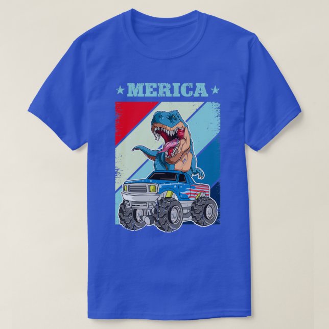 Camiseta Caminhão Monstro Do Dinossauro Americano Para Rapa (Frente do Design)
