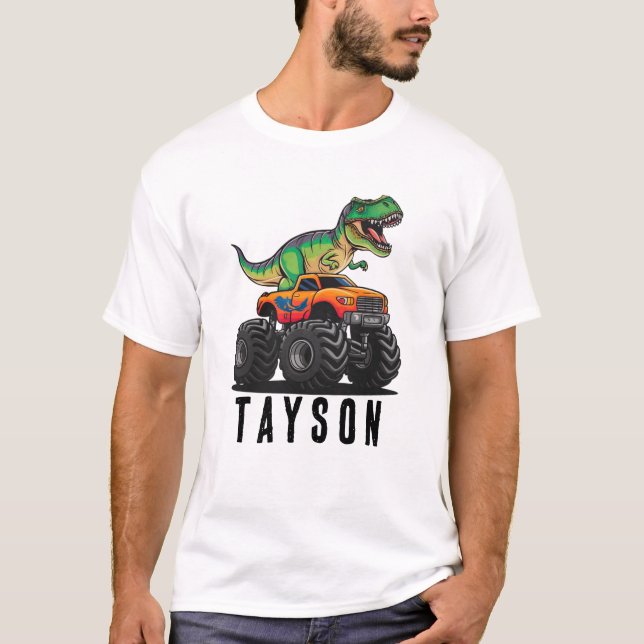 Camiseta Caminhão Monstro do Dinossauro T-Rex (Frente)