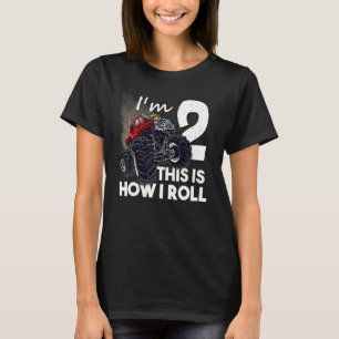 Camiseta Caminhão monstro do segundo aniversário com 2 anos